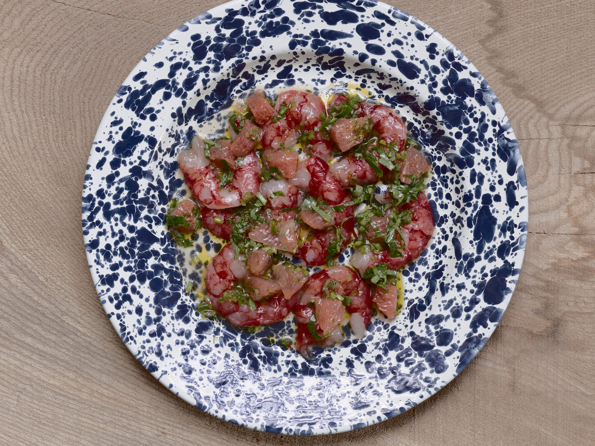 Prawns with pink grapefruit and coriander