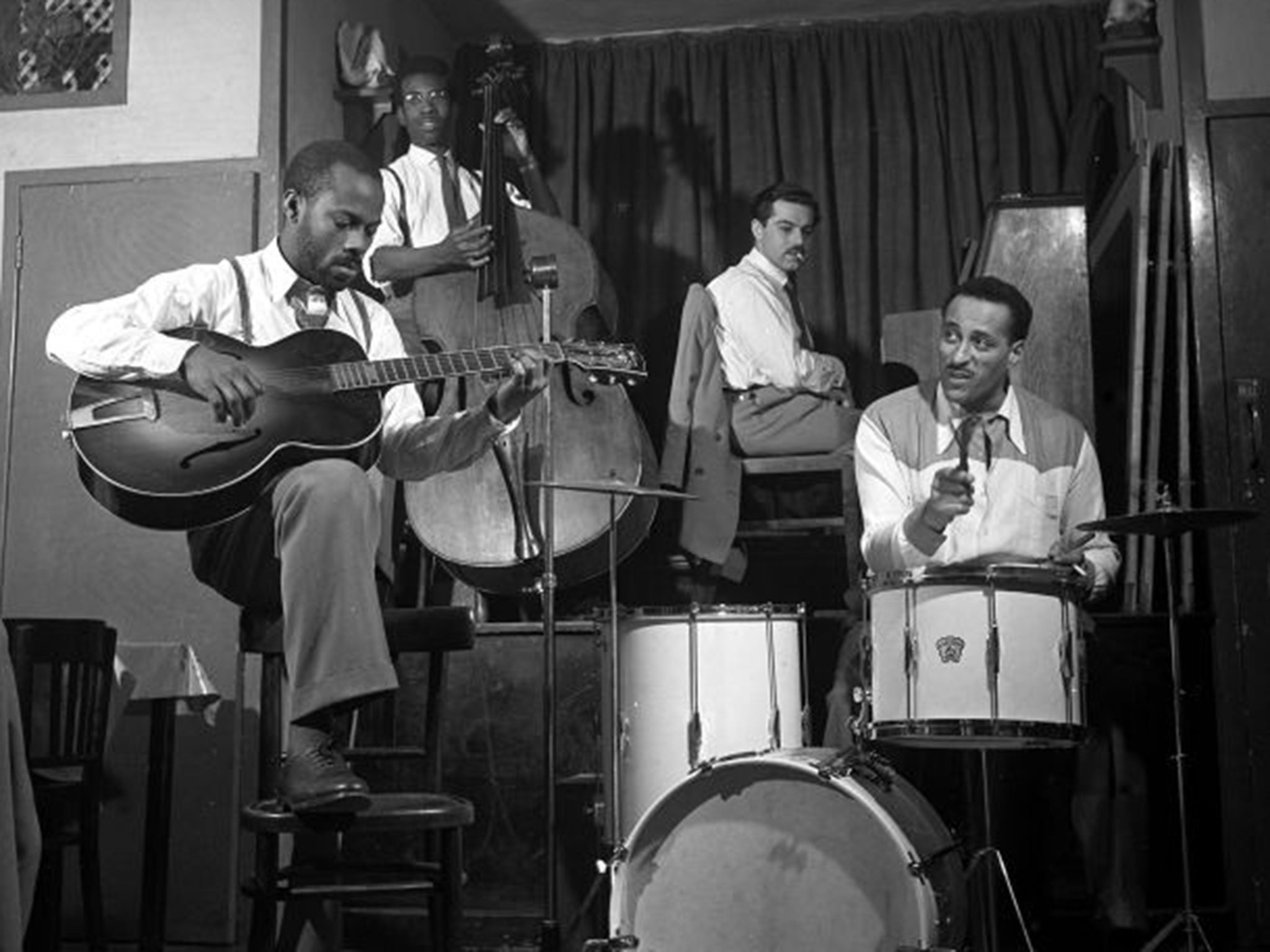 The Ray Ellington Quartet in 1948: guitarist Lauderic Caton, Goode, pianist Dick Katz and Ellington