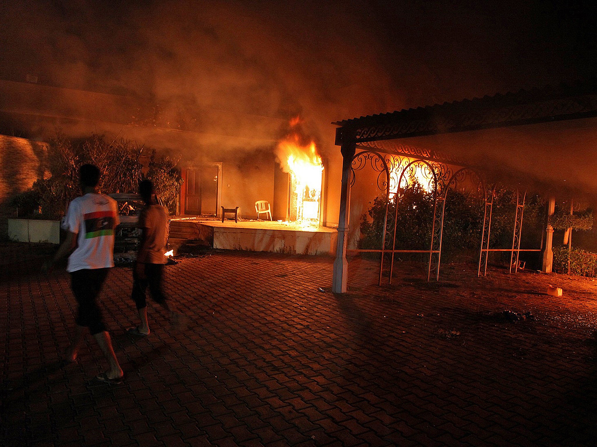 The US consulate in Benghazi was attacked on September 11, 2012, setting fire to the building and killing four Americans (Getty)