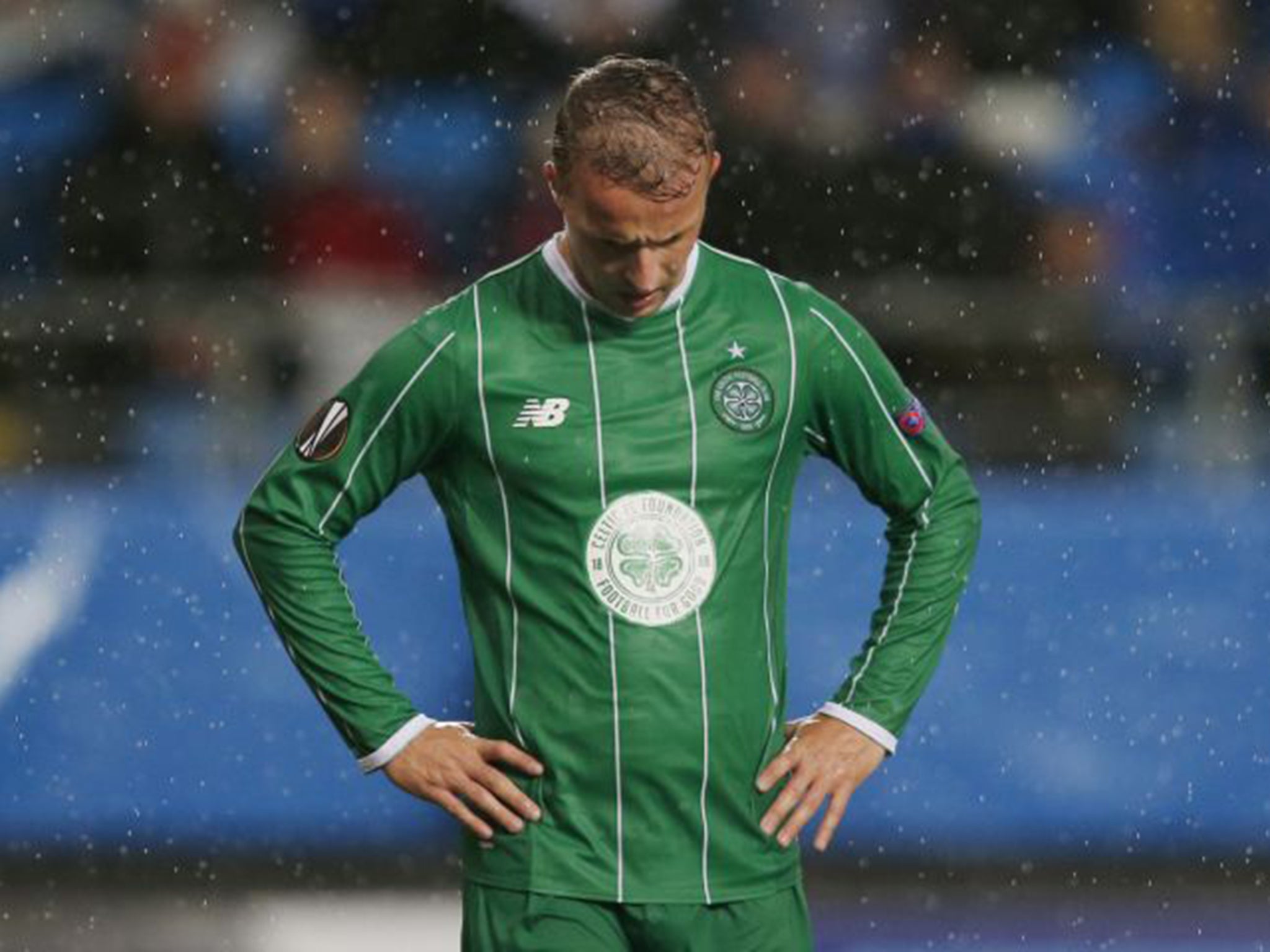Celtic's Leigh Griffiths looks dejected after his side's 3-1 loss to Molde