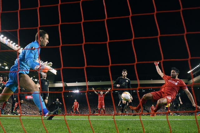 Emre Can scores Liverpool’s first goal of the Jürgen Klopp era against Rubin Kazan
