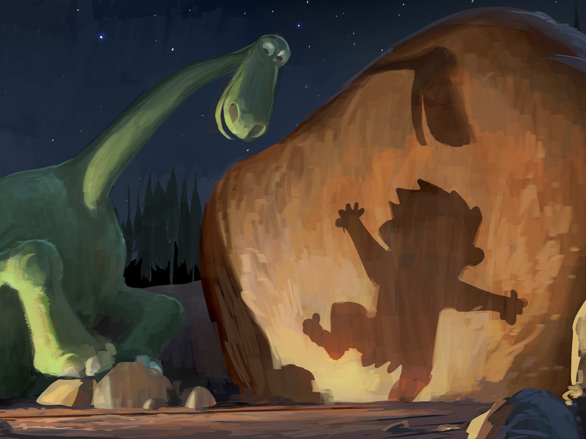 Arlo, a 70-foot-tall teenage Apatosaurus, befriends a young human boy named Spot