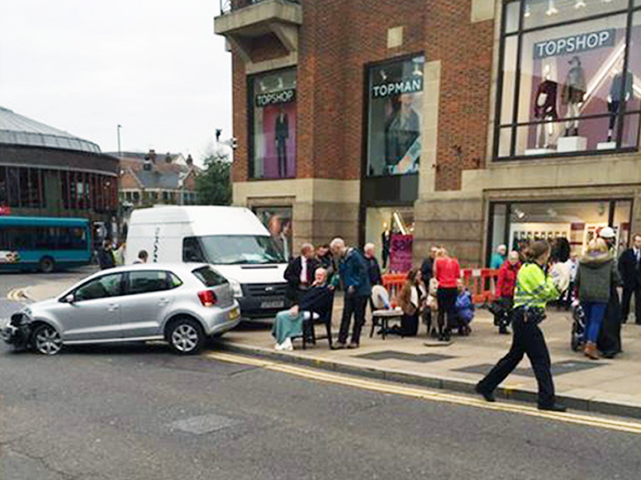 The car crashed outside the Friary Centre in Guildford town
