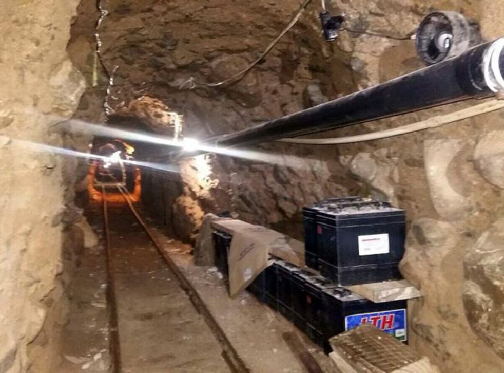 Federal police found the tunnel, complete with railway and ventilation, alongside drugs in Mexico’s Tijuana city