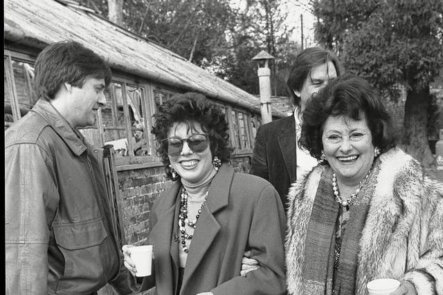 Killearn, right, with Ruby Wax in 1988 during the filming of ‘Wax on Wheels’
