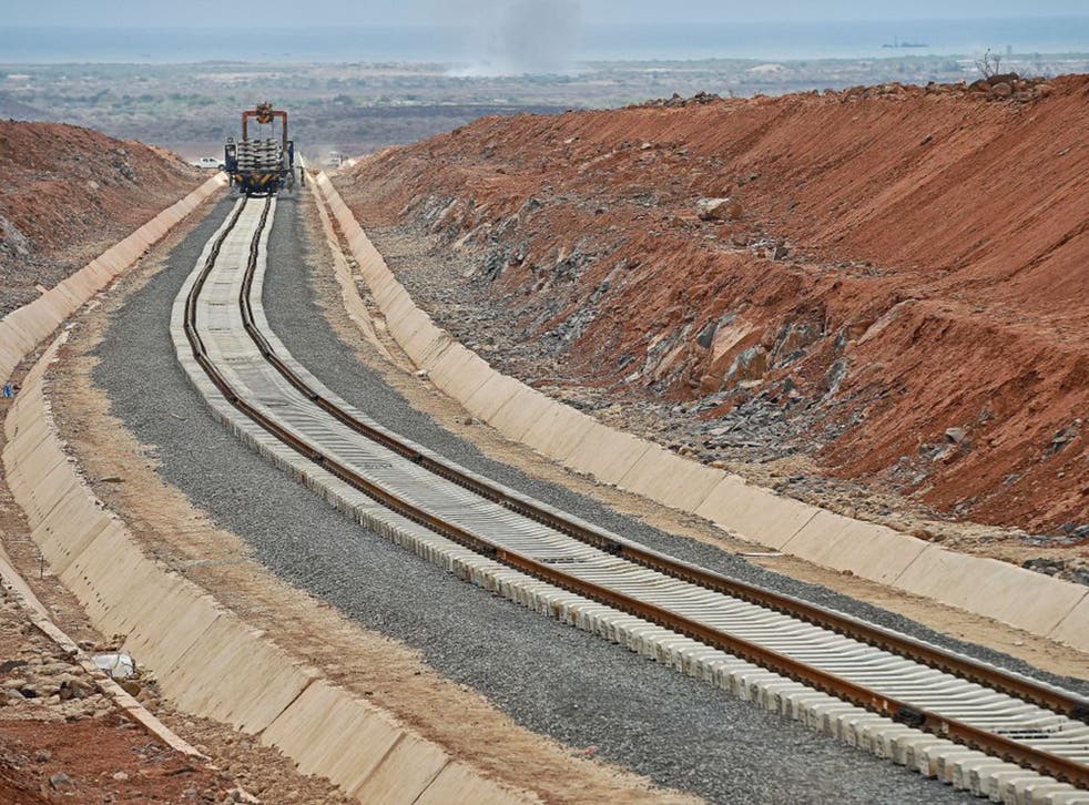 Work in progress last May on railway tracks linking Djibouti to Addis Ababa in Ethiopia – an infrastructure project funded by China
