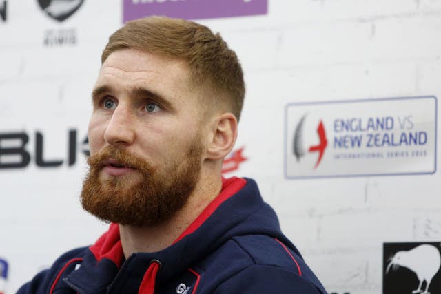 England's Sam Tomkins speaks to the media during the International Series Press Conference