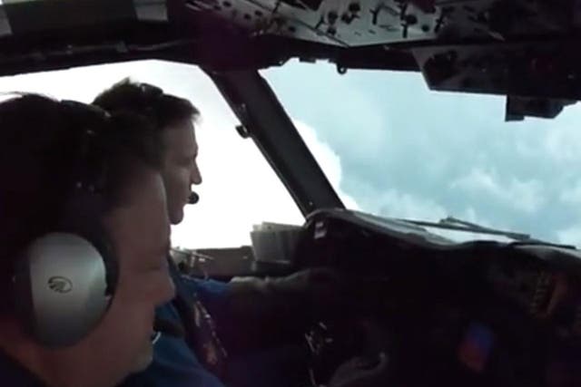 The pilots were thrown out of their seats by the force of one updraft
