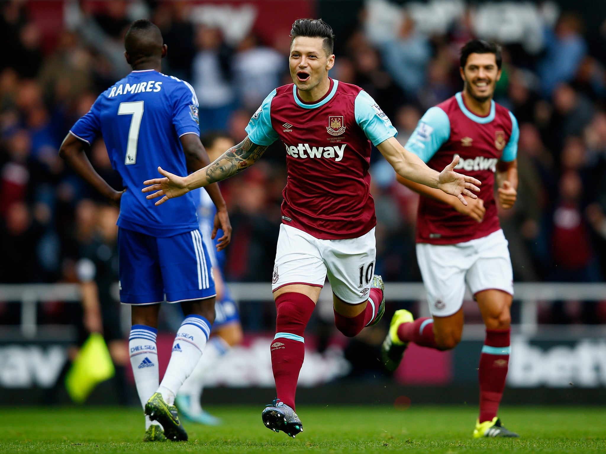 Mauro Zarate celebrates after opening the scoring