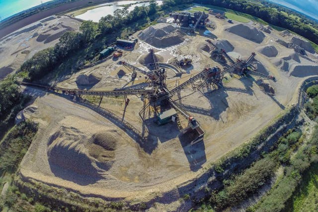 An aerial view of an existing quarry near to Moreton, the proposed site of three new ones
