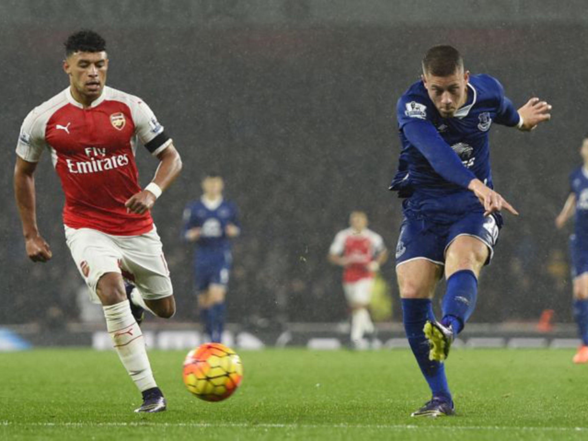 &#13;
Ross Barkley's deflected shot beat Petr Cech&#13;