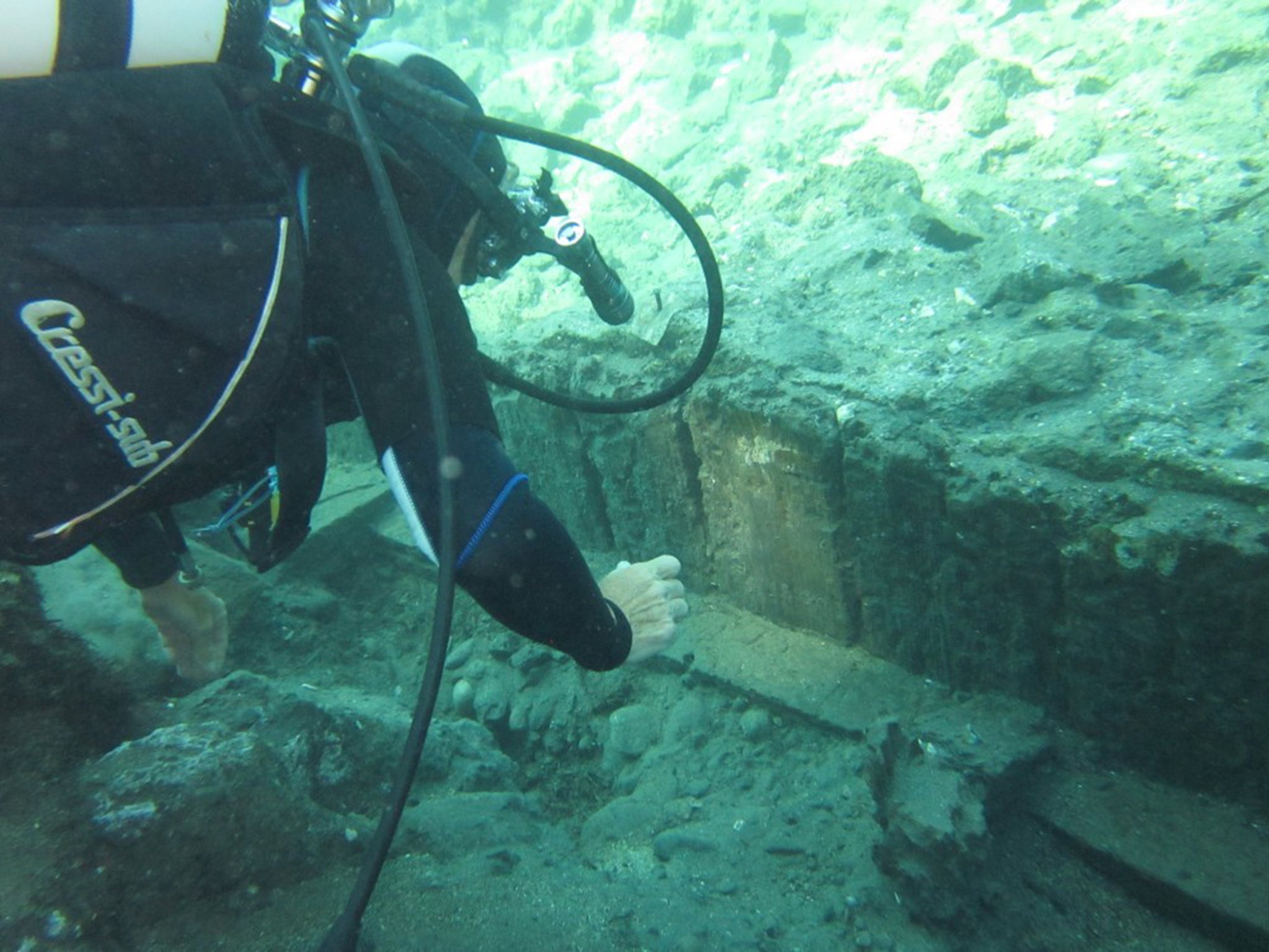 Divers at ancient ruins