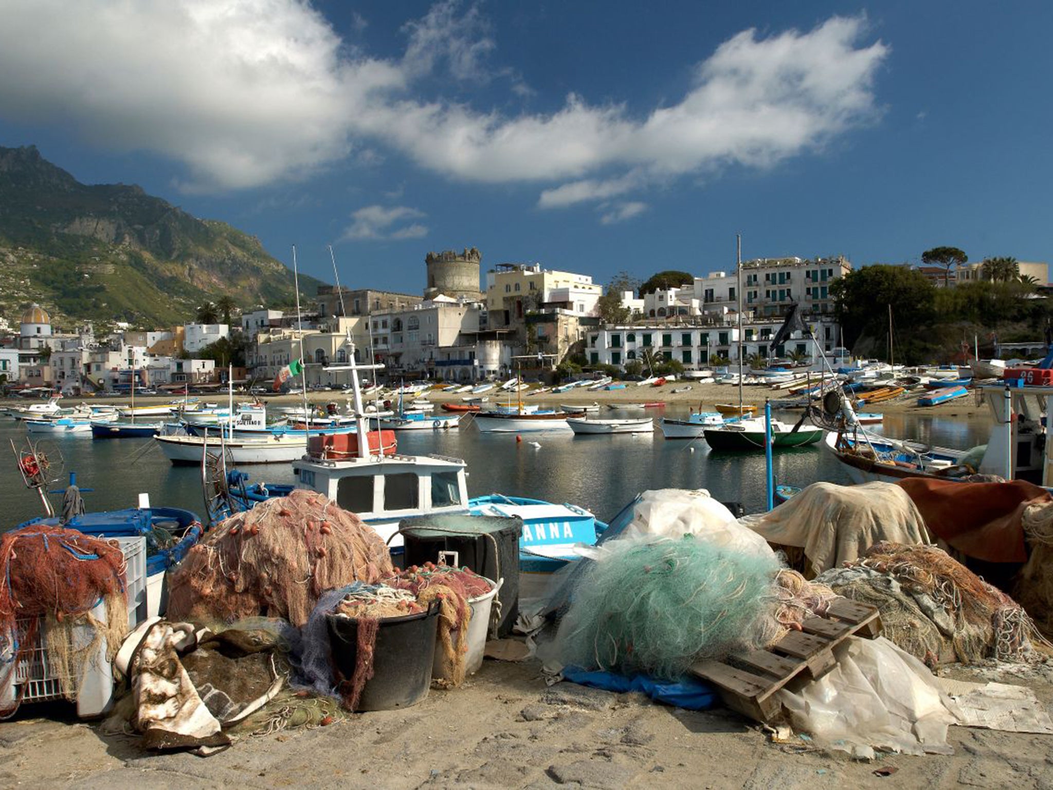 Forio harbour, Ischia, where fishermen are being trained as divers