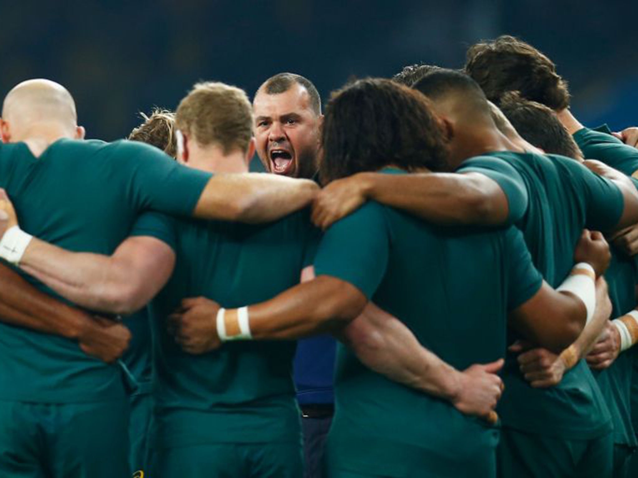 All attention: Head coach Michael Cheika tells the Wallabies exactly what he expects from them