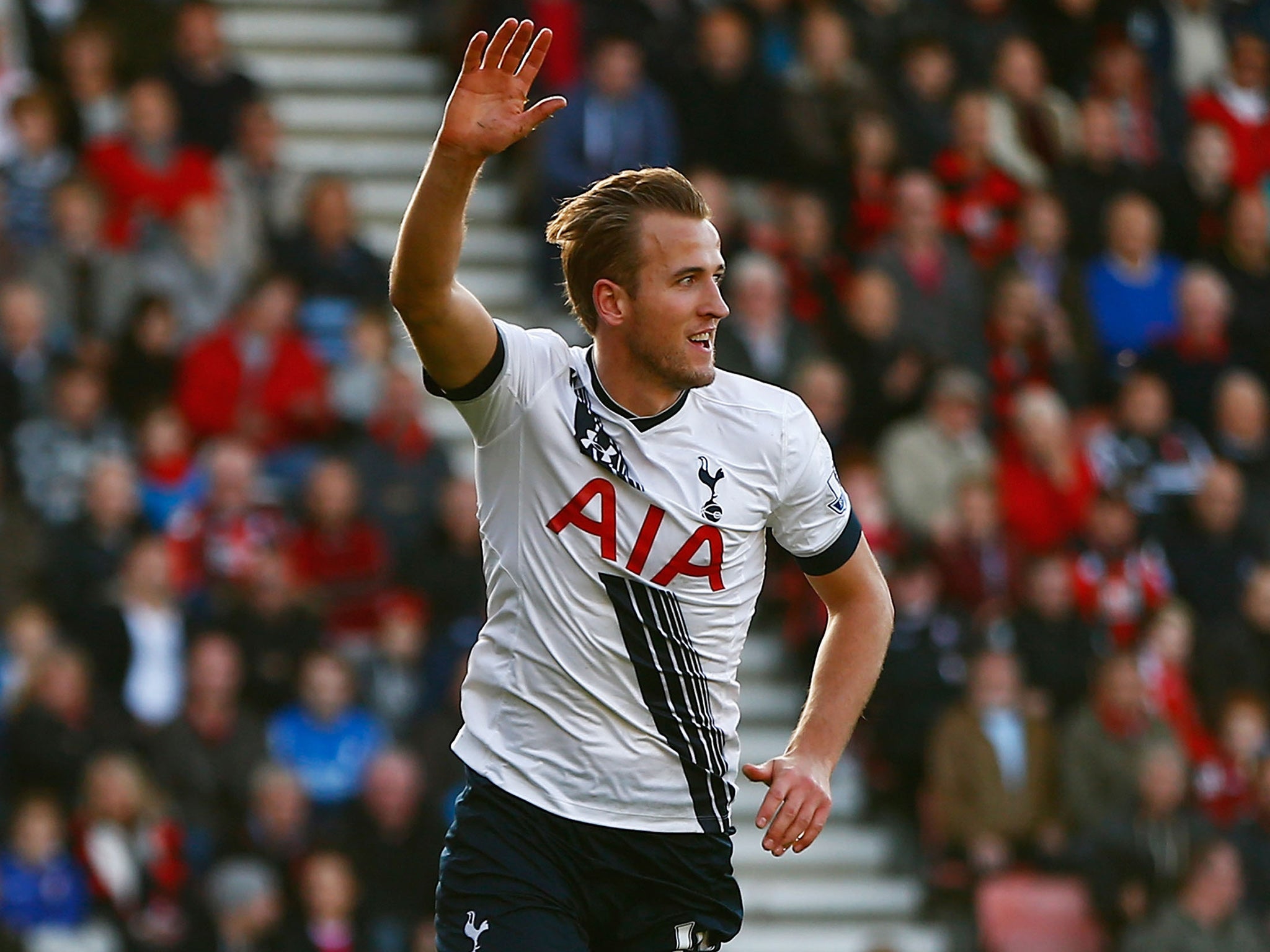 Harry Kane celebrates the second of his hat-trick