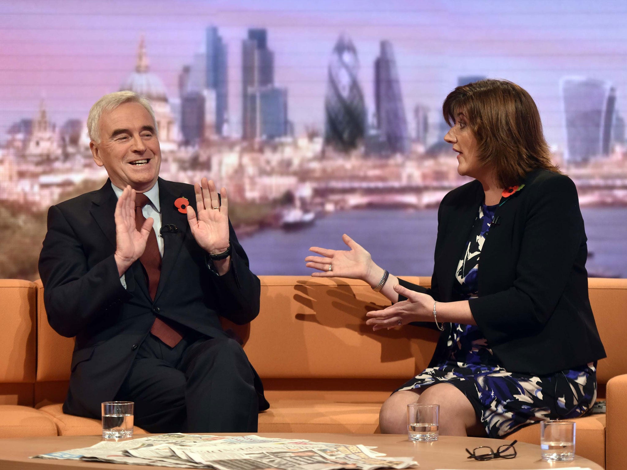 The shadow Chancellor John McDonnell and Education Secretary Nicky Morgan on ‘The Andrew Marr Show’