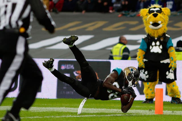 Allen Hurns with a late touchdown at Wembley