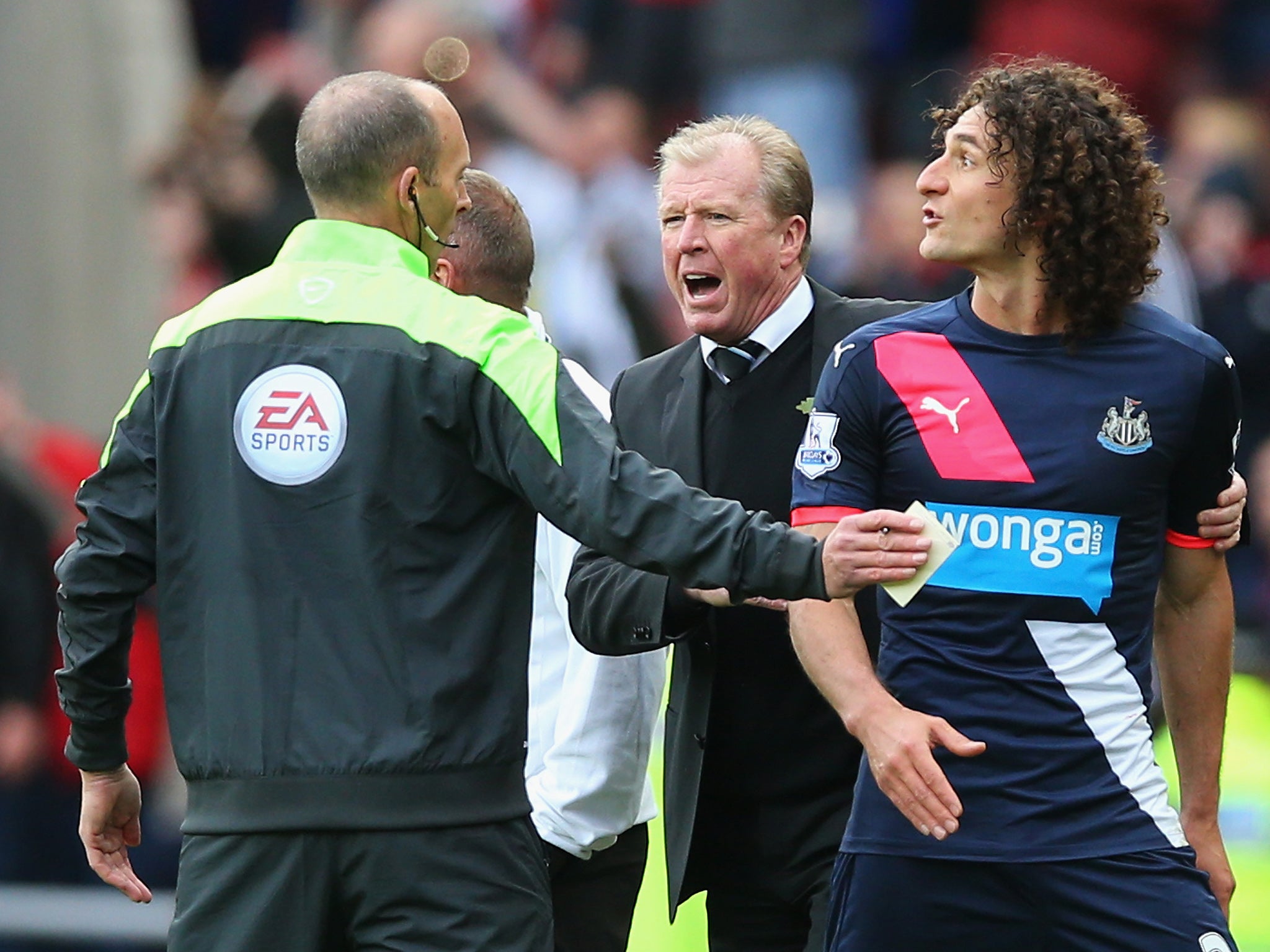 &#13;
Steve McClaren rages as Fabricio Coloccini is sent off&#13;