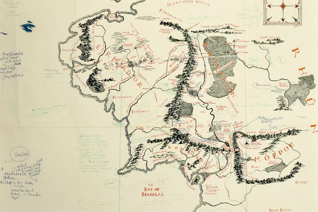 This hand-annotated map was found loose in a copy of The Lord of the Rings