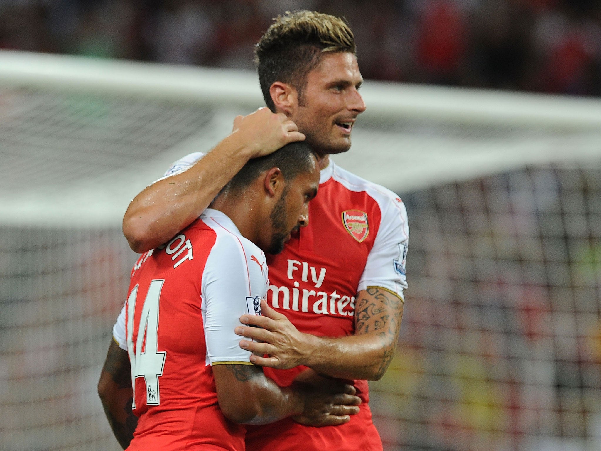 Arsenal striker Theo Walcott and Olivier Giroud