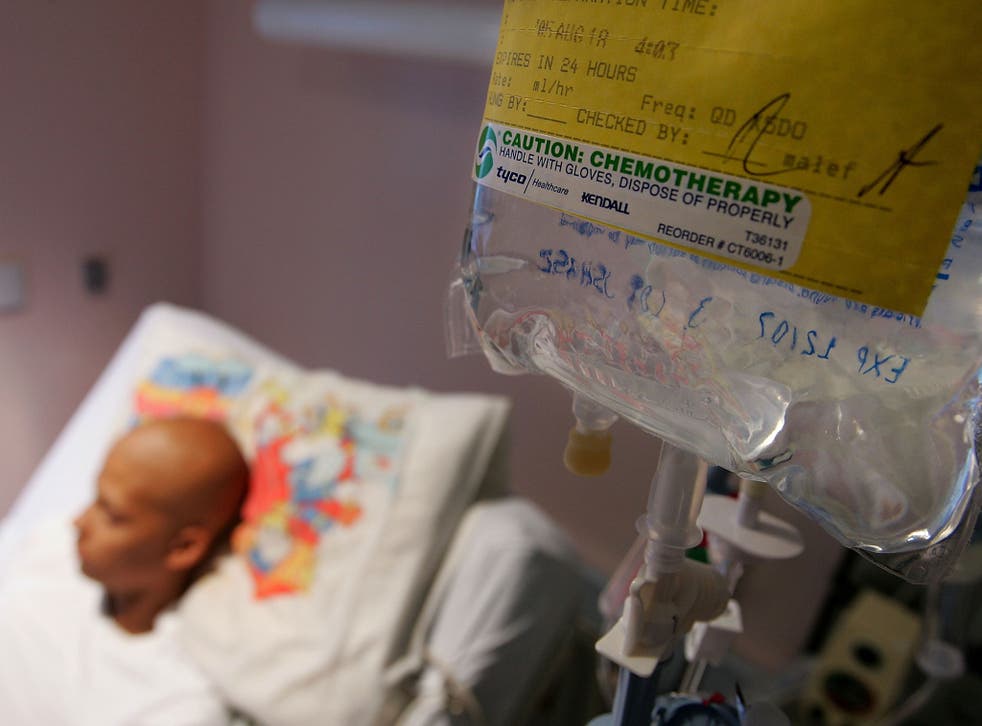 A cancer patient receives chemotherapy