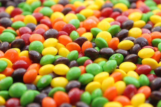 A bowl of Skittles