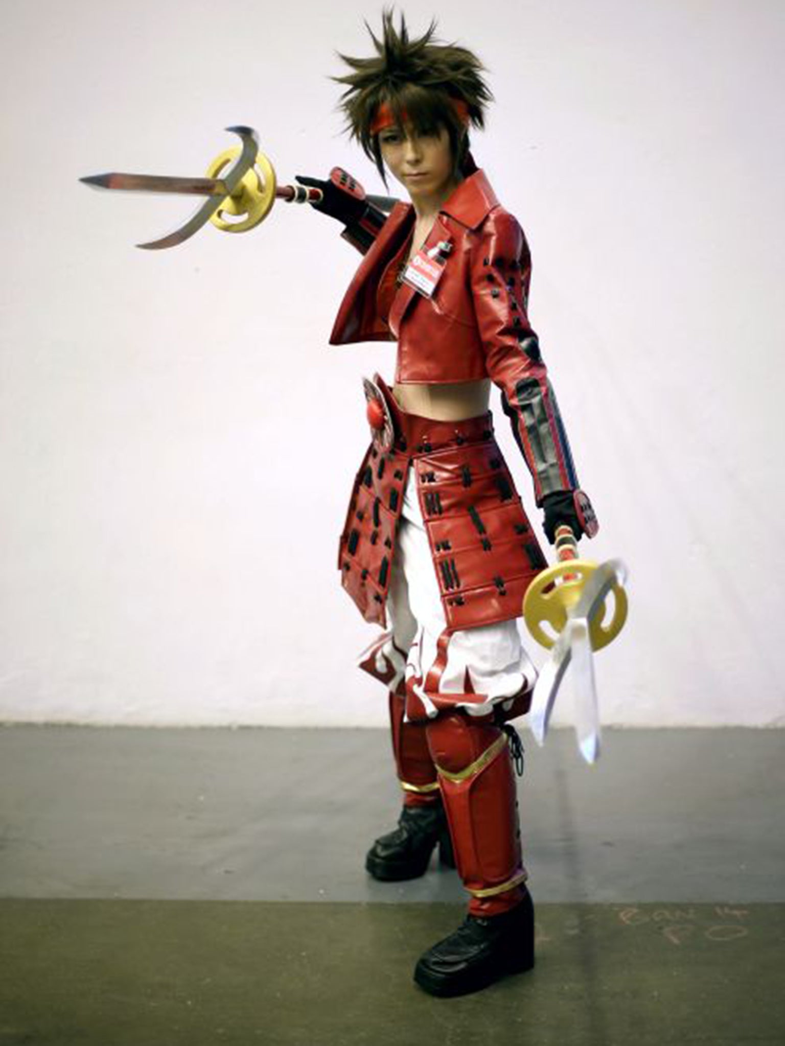 An exhibitor wears a Cosplay outfit at the Hyper Japan event at Earls Court