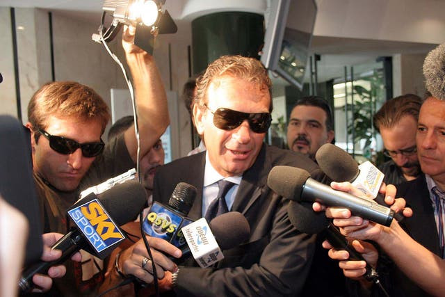 Cellino pictured speaking to reporters in Italy 