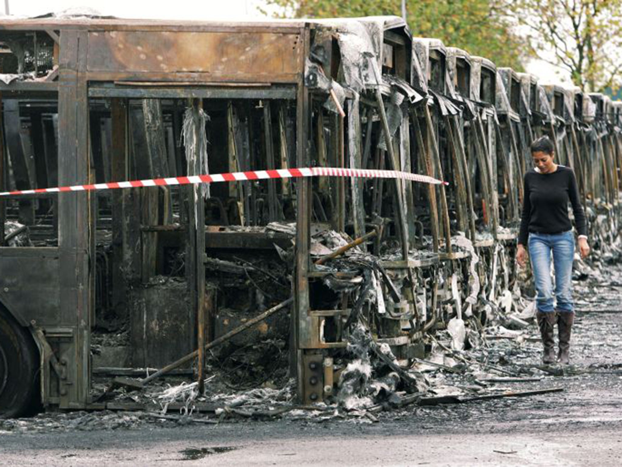 In the Paris suburb of Trappes, 27 buses went up in flames in the second week of rioting