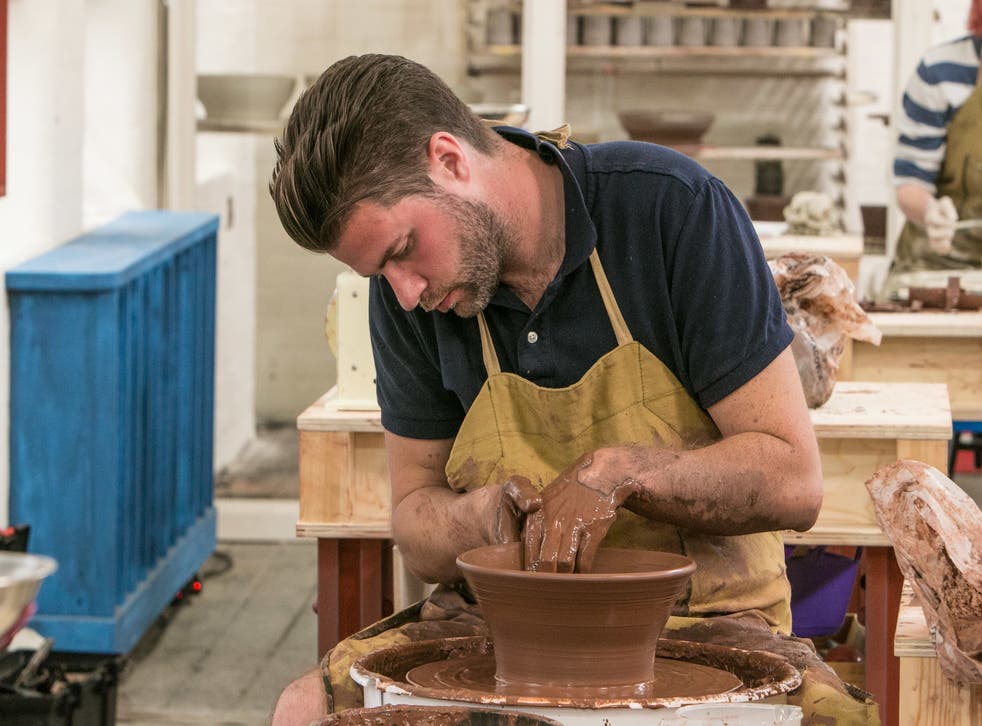 Bristol vet James hard at work on a pottery challenge