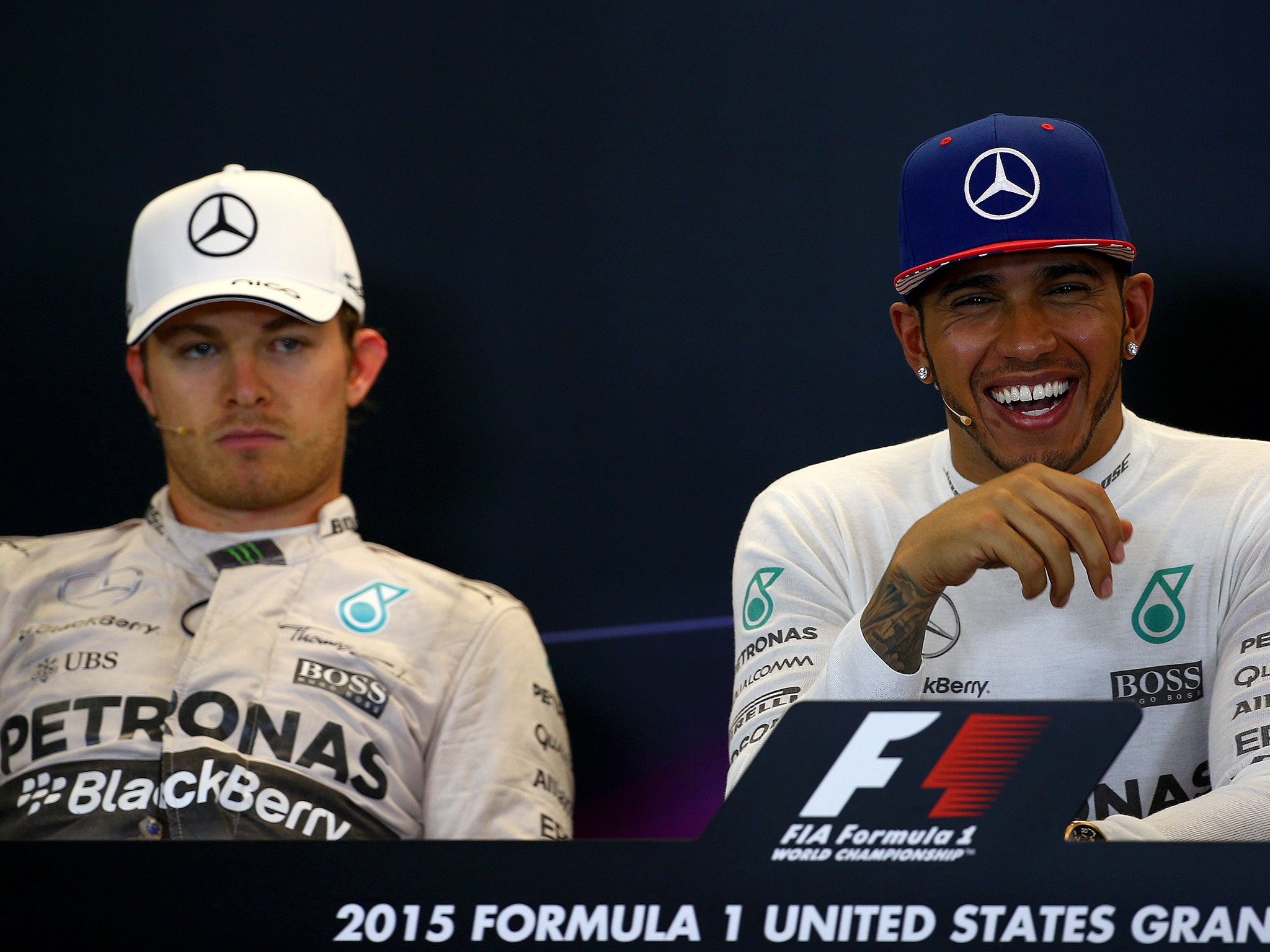 Lewis Hamilton and Nico Rosberg after the US Grand Prix