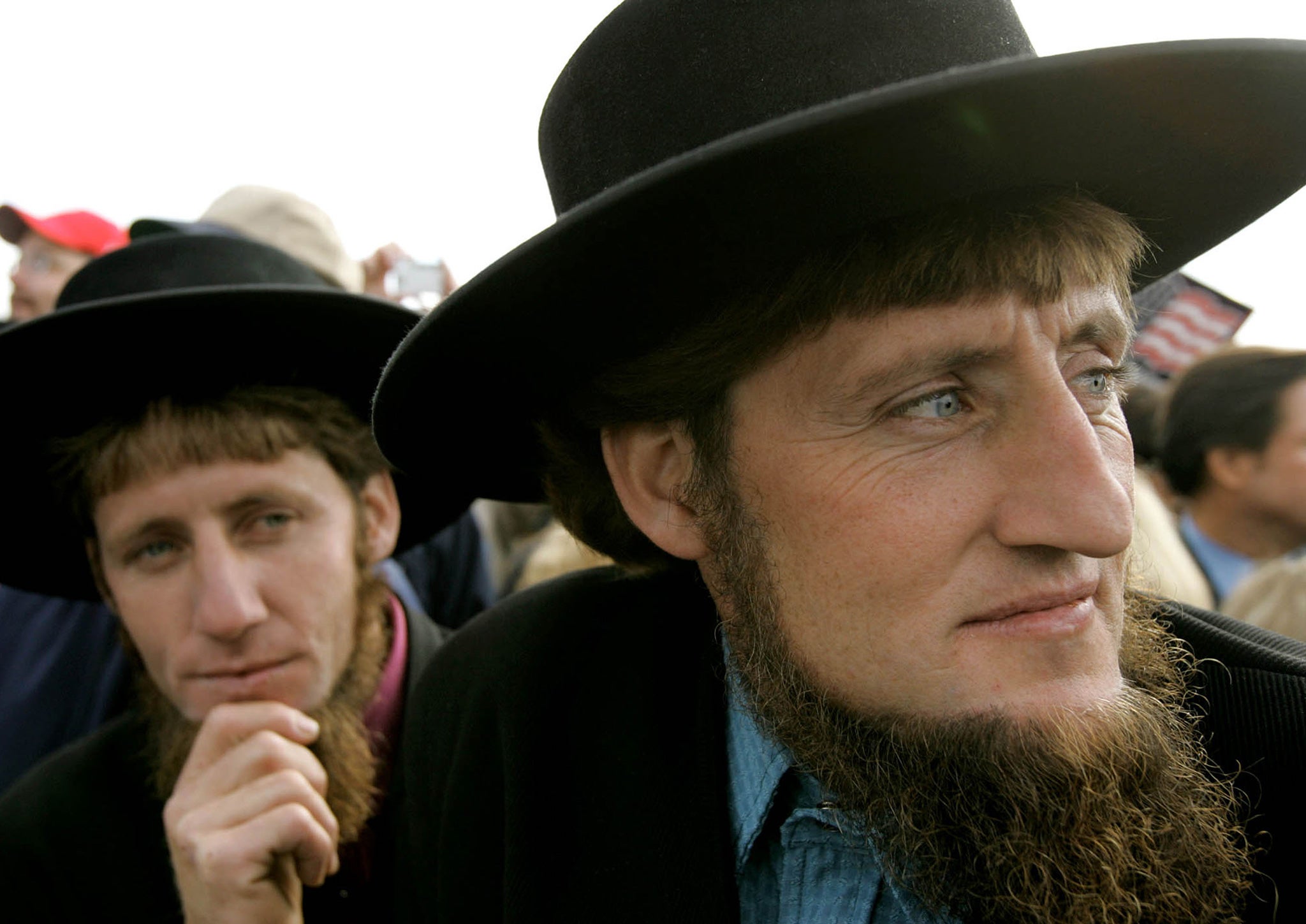 Two Amish men with less of a concern regarding graven images