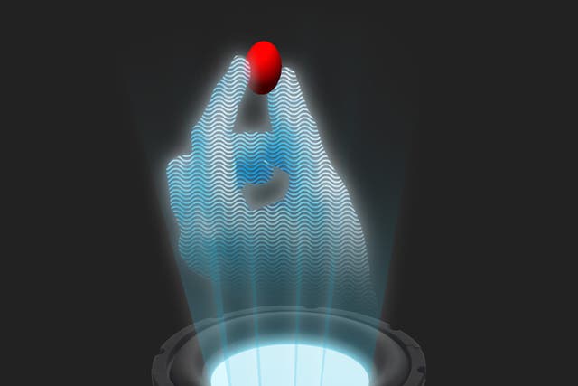 The frequency of the sound waves used in the tractor beam was set at 40KHz