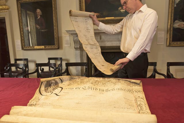 The missing charter has been rediscovered at the Royal Academy after 250 years