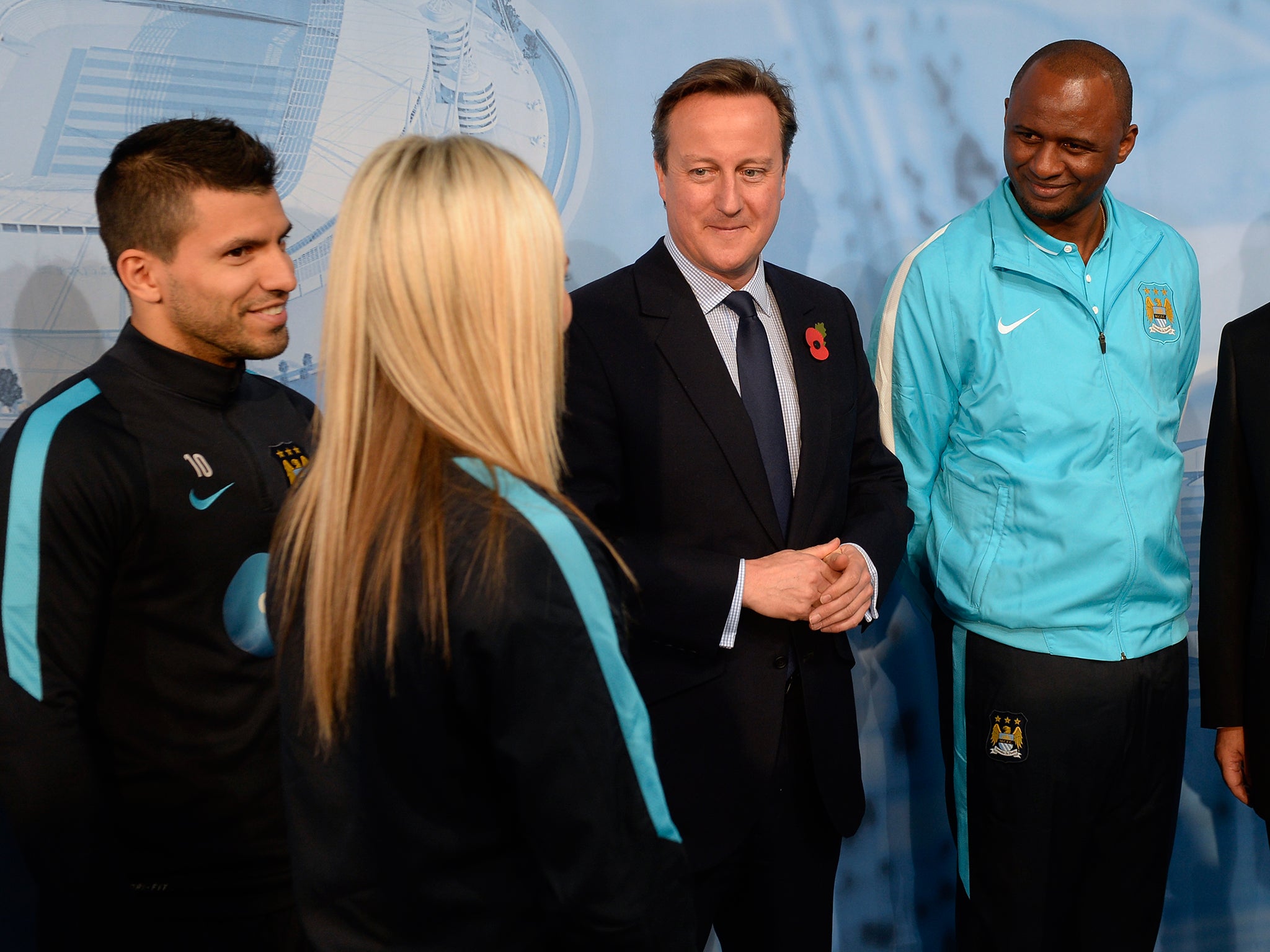 Aguero and Duggan when David Cameron and President Xi visited City last week