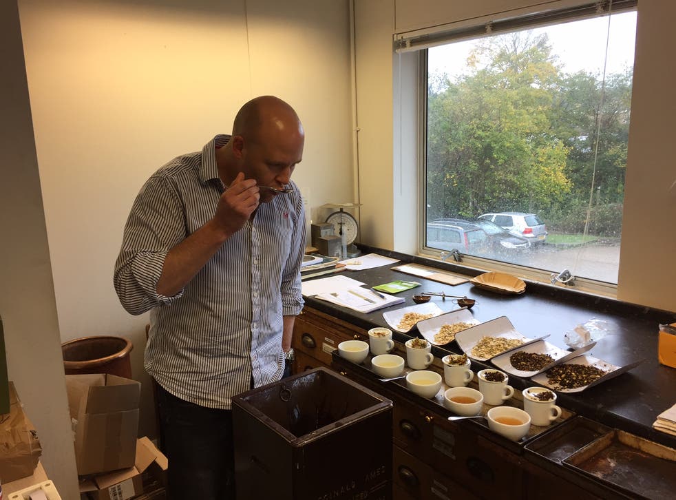Professional tea taster Nick Gandon samples up to 300 cups a day