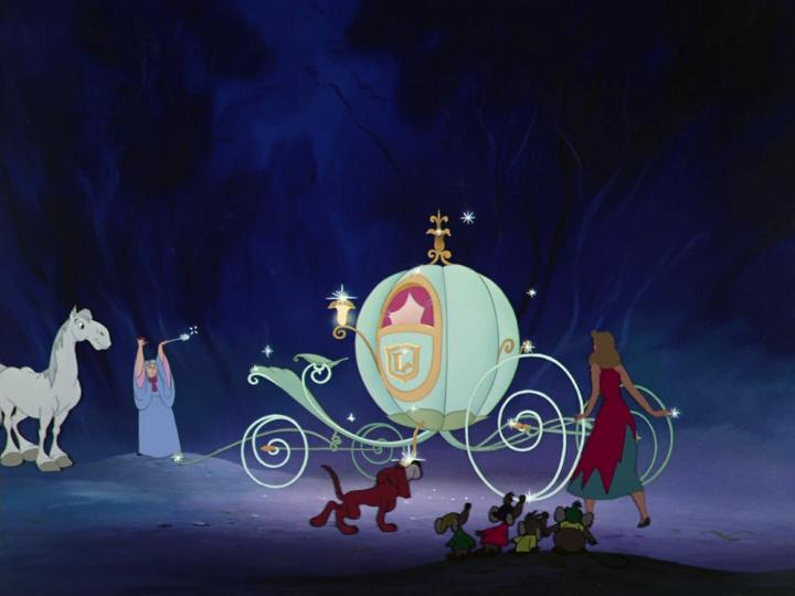 Cinderella, 1950, features a pumpkin which turns into a beautiful carriage to transport her to the ball