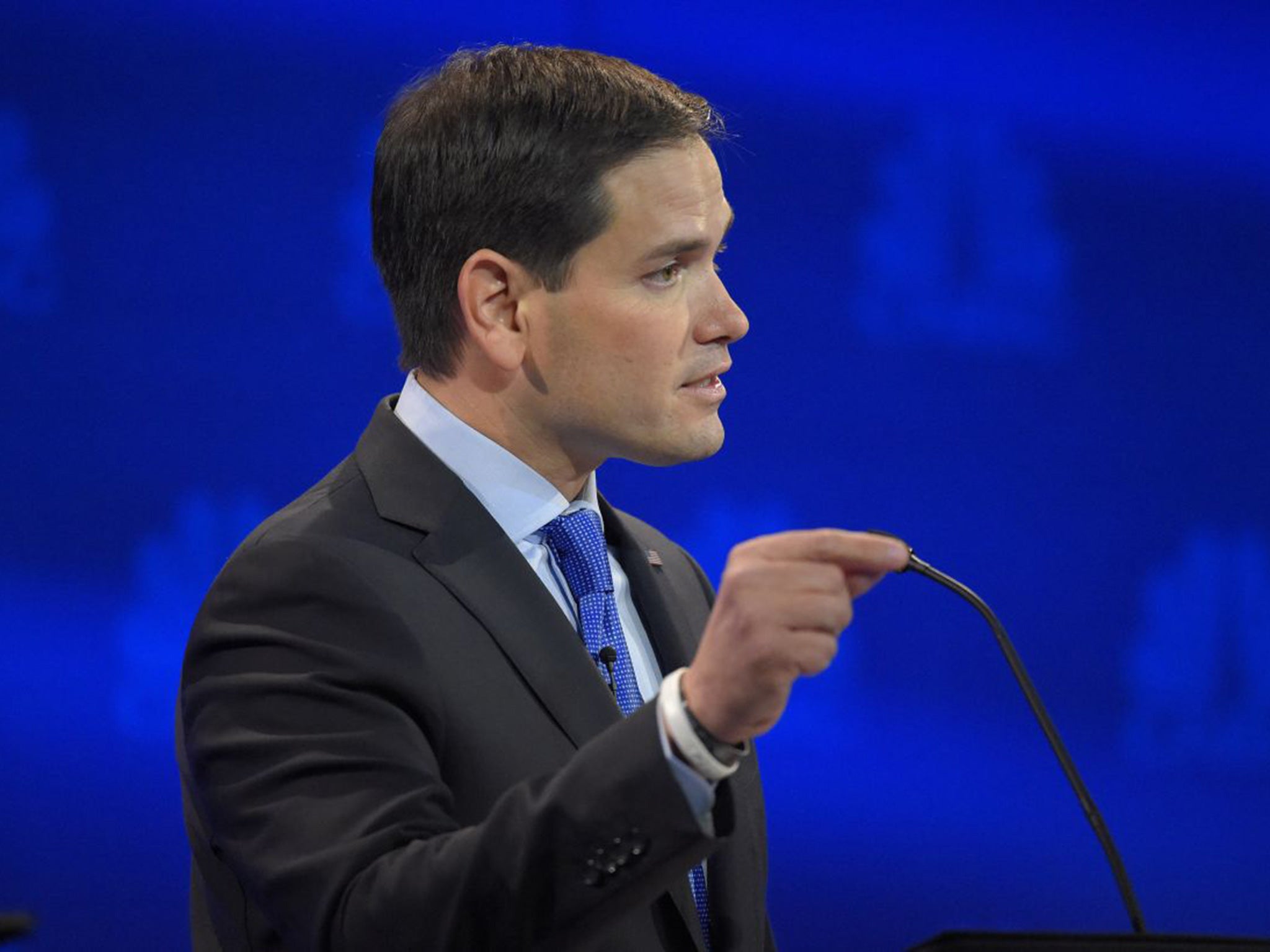 Marco Rubio makes a point during the CNBC Republican presidential debate