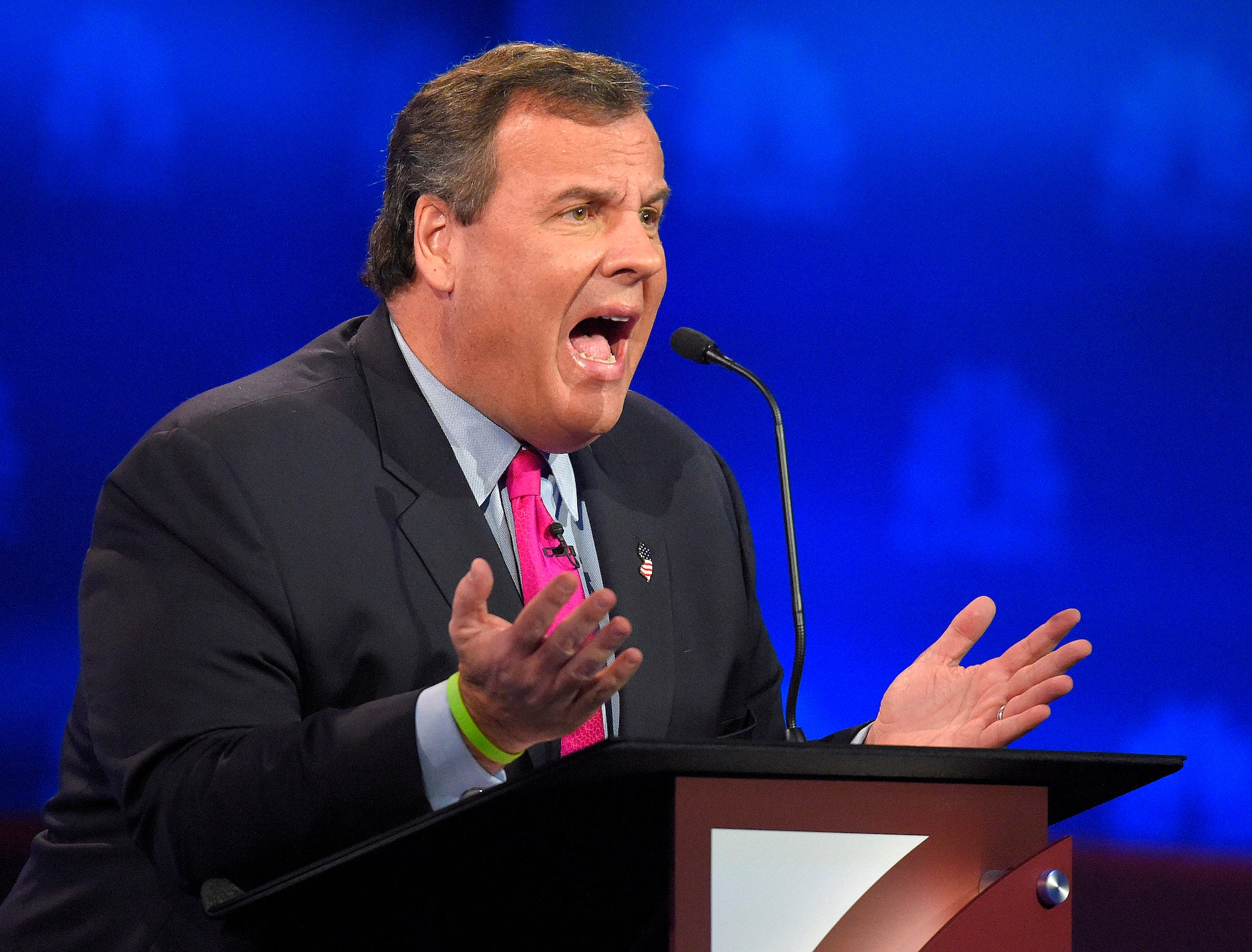 Chris Christie yells at the CNBC Republican debate.