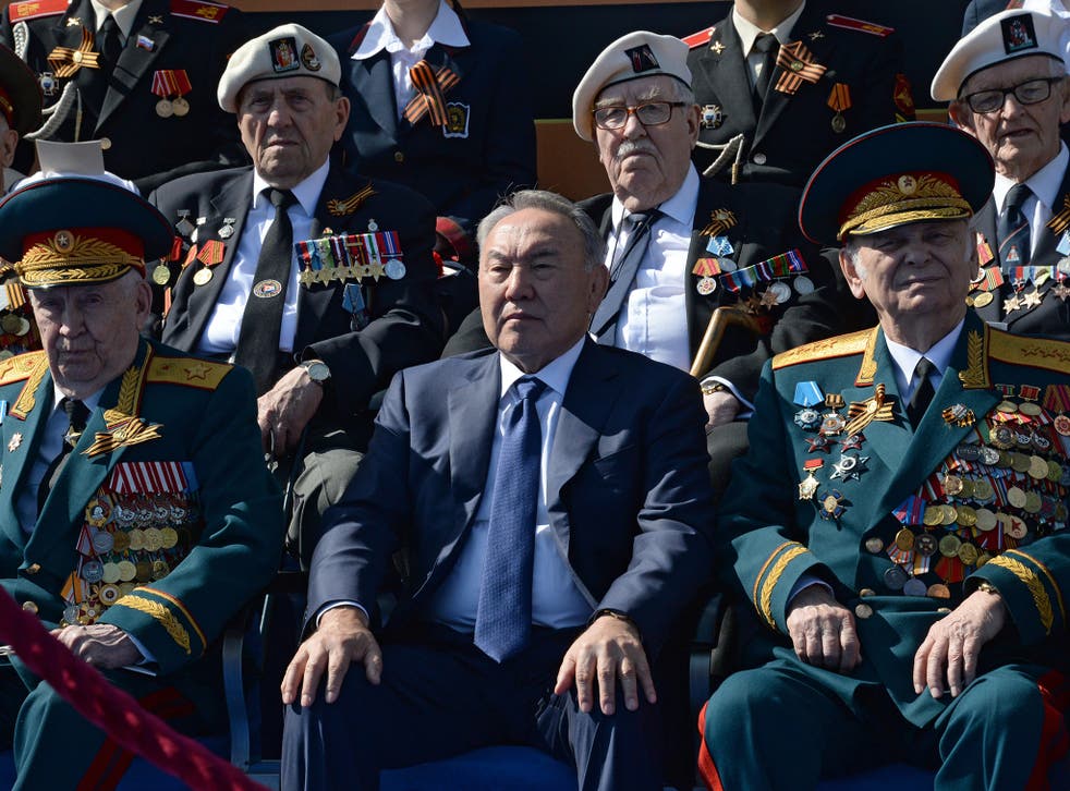 President of Kazakhstan Nursultan Nazarbayev at a military parade in Moscow