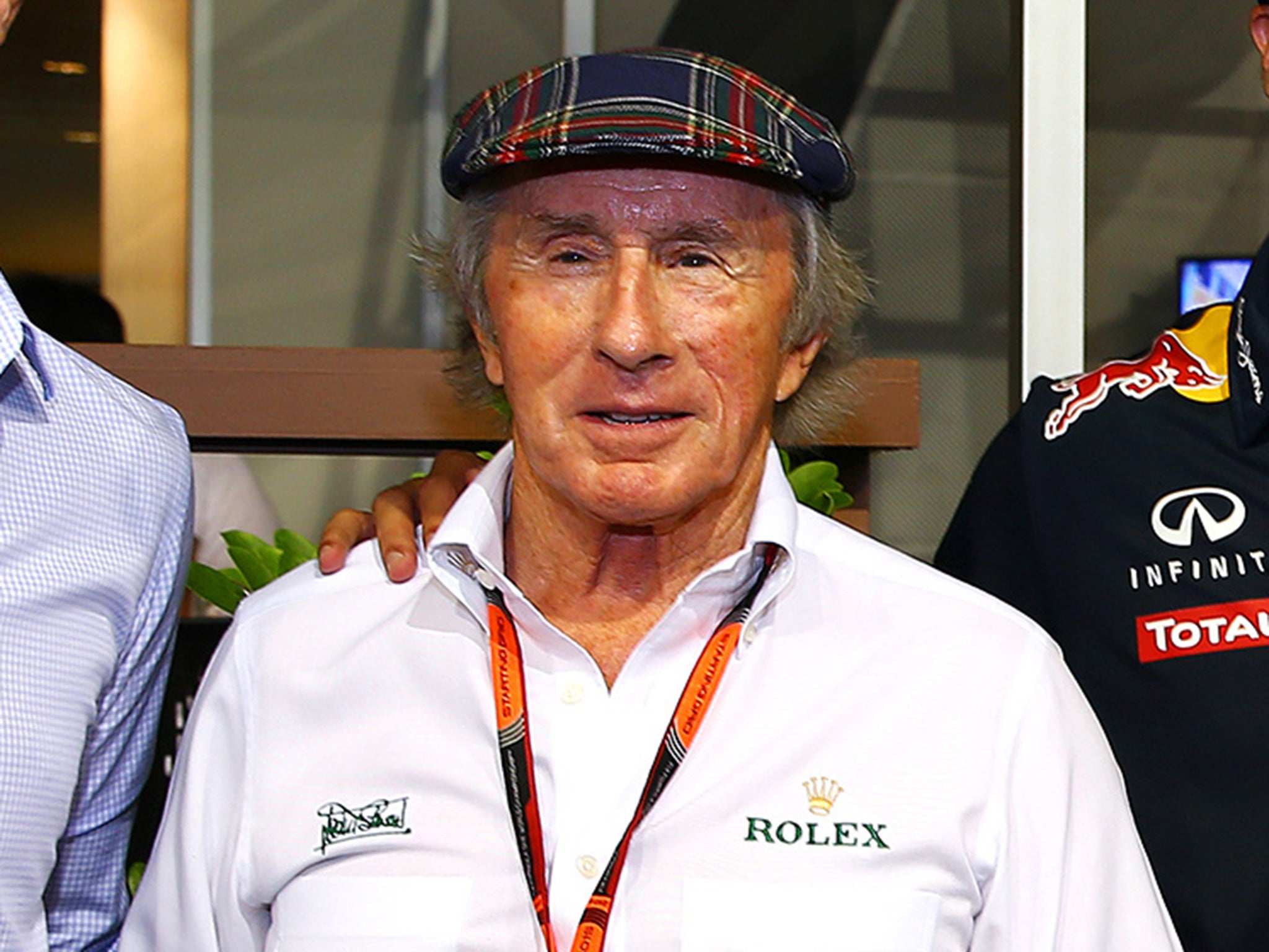 Sir Jackie Stewart tried to persuade the Mexico City crowd to stop sitting at the edge of the track