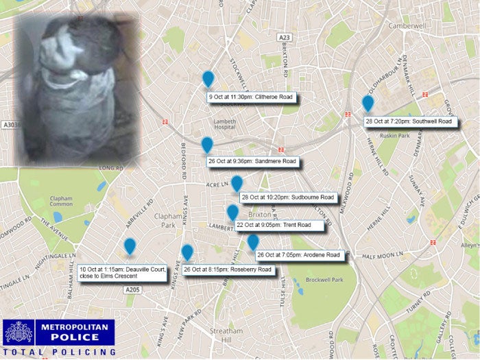 The suspect is believed to be behind eight separate sexual assaults in south London