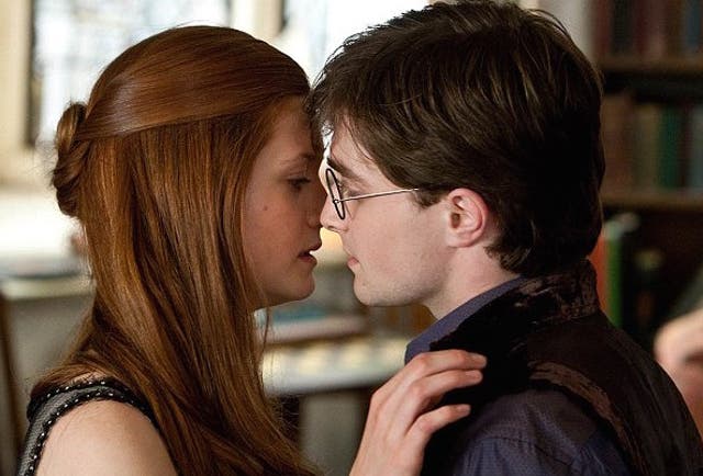 <p>Bonnie Wright and Daniel Radcliffe as Ginny Weasley and Harry Potter</p>