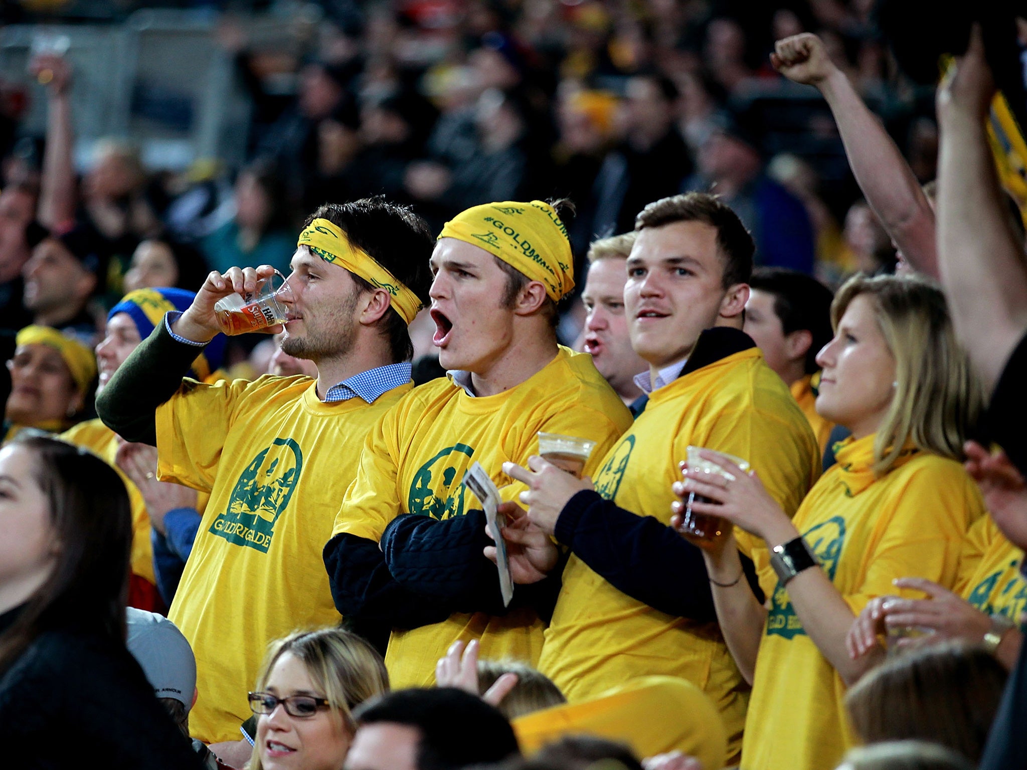 Wallabies fans watch their team take on New Zealand during The Rugby Championship in August