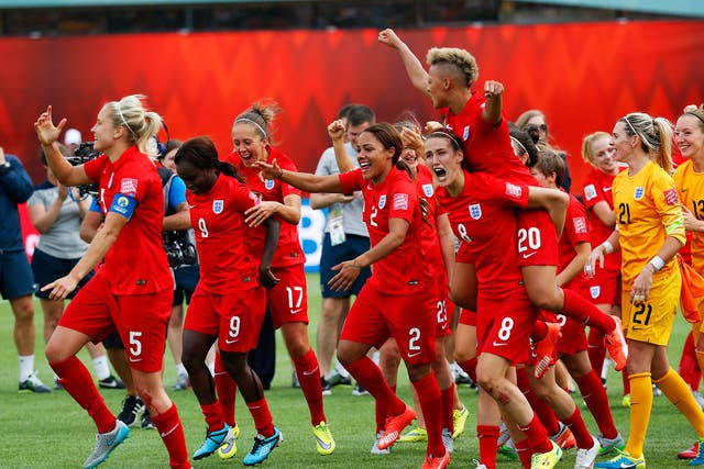 England celebrate their win over Germany during the FIFA Women's World Cup Canada 3rd Place Play-off match earlier this summer