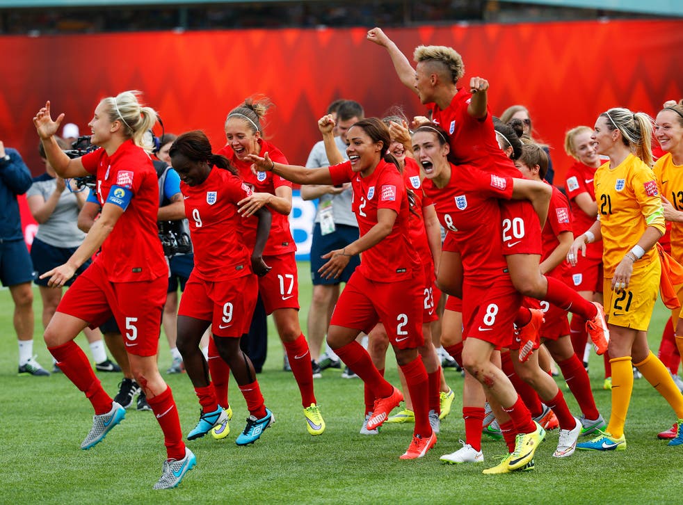 England celebrate their win over Germany during the FIFA Women's World Cup Canada 3rd Place Play-off match earlier this summer