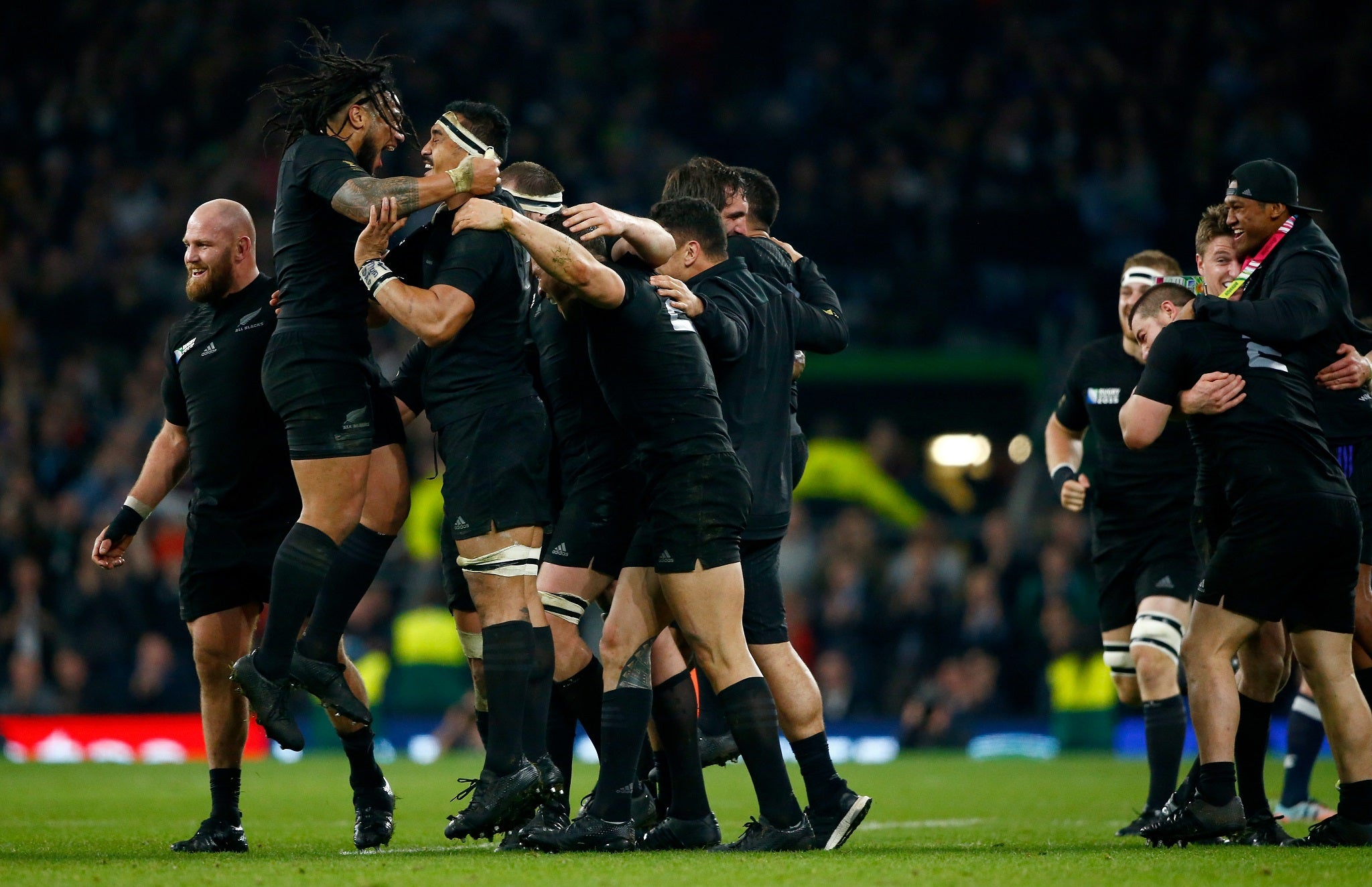 New Zealand celebrate winning the Rugby World Cup