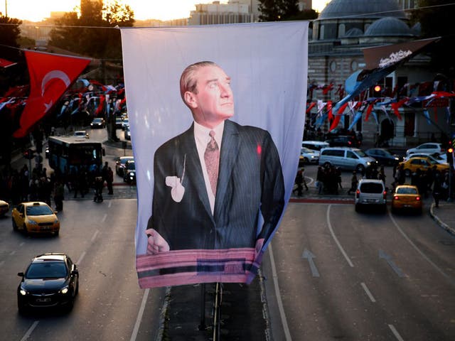 Mustafa Kemal Ataturk, founder of the republic, in  Besiktas Square, Istanbul