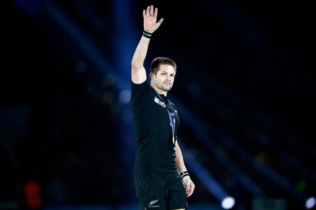 Richie McCaw salutes the crowd after guiding New Zealand to Rugby World Cup glory