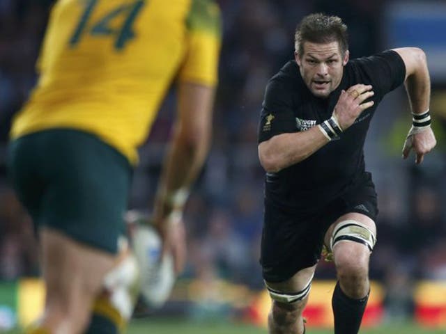 Richie McCaw signed off in impressive style, proving masterful at the breakdown and providing the pass
for Milner-Skudder to score